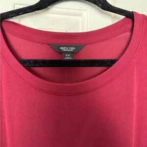 Simply Vera Short Sleeve Raspberry Side Tie Top XXL